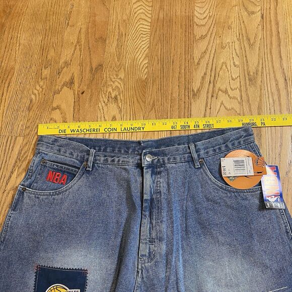 Unk Embroidered Basketball Patch Jeans NBA Team Logos Size 40 x 33 NWT Vtg Y2K - Picture 7 of 16